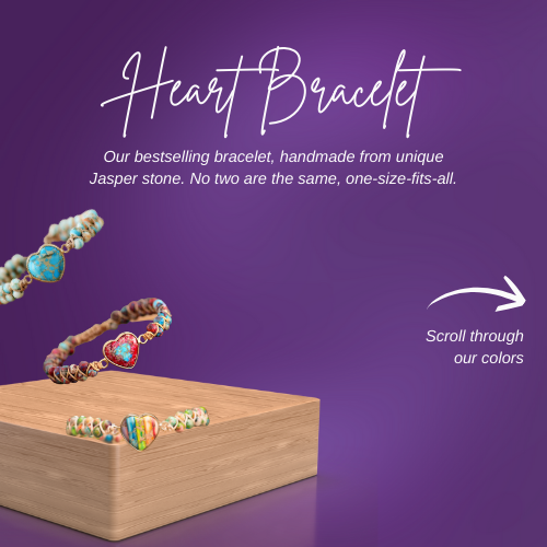 Heart Bracelet - Natural Jasper Stone